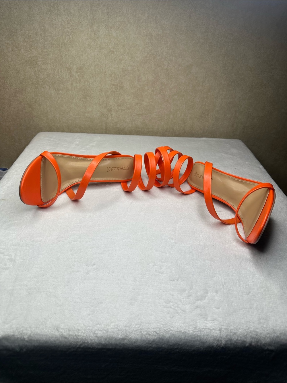 Shoe Dazzle Orange Spiral-Strap Heeled Sandals - Picture 12 of 16